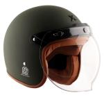 Axzor Retro Army Green Half Face Bike Helmet
