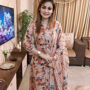 Unstitched Screen Print Three Piece | Premium Cotton Dress Material