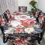 3D Print Korian Velvet 7PCS Table Cloth Set | Luxury Dining Table Cover