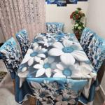 3D Print Korian Velvet 7PCS Table Cloth Set | Luxury Dining Table Cover