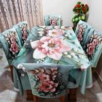 Premium 3D Print Korian Velvet 7pcs Table Cloth Set | Luxury Dining Table Cover & Decoration