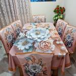 Premium 3D Print Korian Velvet 7pcs Table Cloth Set | Luxury Dining Table Cover & Decoration