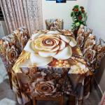 Premium 3D Print Korian Velvet 7pcs Table Cloth Set | Luxury Dining Table Cover & Decoration