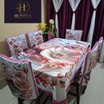 Premium 3D Print Korian Velvet 7pcs Table Cloth Set | Luxury Dining Table Cover & Decoration