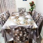 3D Print Korian Velvet 7 Pcs Table Cloth Set | Luxury Dining Decor