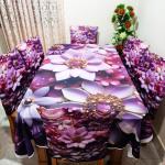 3D Print Korian Velvet 7 Pcs Table Cloth Set | Luxury Dining Decor