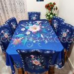 Premium 3D Print Korian Velvet 7pcs Table Cloth Set | Luxury Dining Table Cover & Decoration