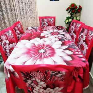 Premium 3D Print Korian Velvet 7pcs Table Cloth Set | Luxury Dining Table Cover & Decoration