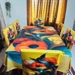 Premium 3D Print Korian Velvet 7pcs Table Cloth Set | Luxury Dining Table Cover & Decoration