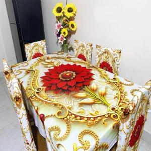 3D Printed Table Cloth Set | Premium China Chili Cotton Fabric
