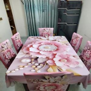 3D Print Korian Velvet 7 Pcs Table Cloth Set | Premium Dining Table Cover