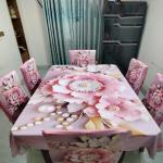 প্রিমিয়াম কোয়ালিটি ডিজিটাল 3D প্রিন্টের ডাইনিং টেবিল এবং চেয়ার কাভার সেট