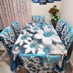 3D Print Korian Velvet 7 Pcs Table Cloth Set | Premium Dining Table Cover
