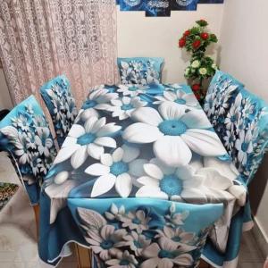 Premium Quality 3D Printed Dining Table and Chair Cover Set