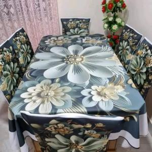 প্রিমিয়াম কোয়ালিটি ডিজিটাল 3D প্রিন্টের ডাইনিং টেবিল এবং চেয়ার কাভার সেট