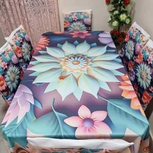 প্রিমিয়াম কোয়ালিটি ডিজিটাল 3D প্রিন্টের ডাইনিং টেবিল এবং চেয়ার কাভার সেট