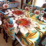 প্রিমিয়াম কোয়ালিটি ডিজিটাল 3D প্রিন্টের ডাইনিং টেবিল এবং চেয়ার কাভার সেট