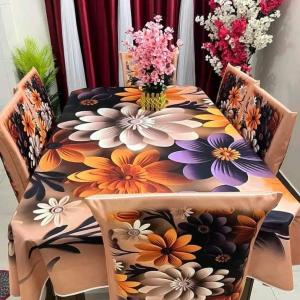 3D Print Korian Velvet 7 Pcs Table Cloth Set | Premium Dining Table Cover