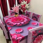 3D Print Korian Velvet 7 Pcs Table Cloth Set | Luxury Dining Decor