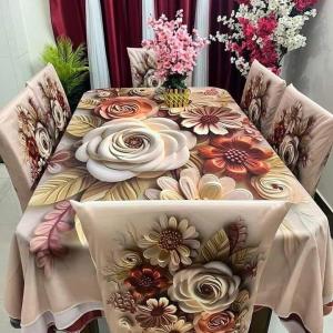 Premium Quality Digital 3D Print Dining Table & Chair Cover Set