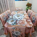 3D Print Korian Velvet 7PCS Table Cloth Set | Luxury Dining Table Cover