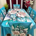 3D Print Korian Velvet 7 Pcs Table Cloth Set | Luxury Dining Decor
