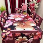 3D Print Korian Velvet 7PCS Table Cloth Set | Luxury Dining Table Cover