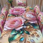 3D Print Korian Velvet 7 Pcs Table Cloth Set | Luxury Dining Decor