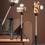 Q07 Bluetooth Selfie Stick with Light & Remote | Foldable Tripod